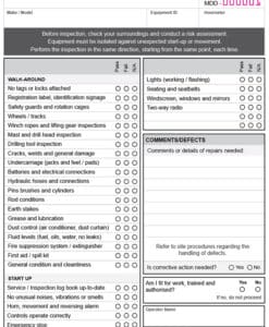 Mobile / Direction Drill Pre-Start Inspection form