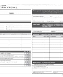 Isolation Permit Book Form